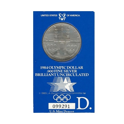 1984 US BU Silver Olympic Dollar – D Mint Mark